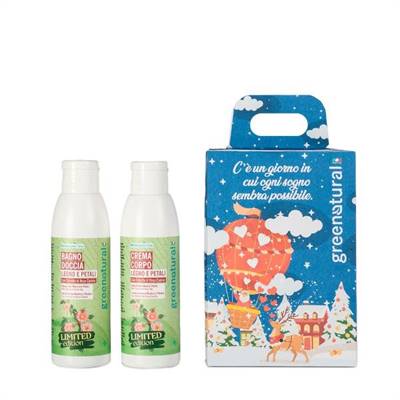 XMAS BOX Mongolfiera - Crema + Bagnodoccia legno e petali